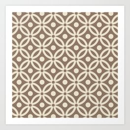 Pretty Intertwined Ring and Dot Pattern 640 Beige Art Print