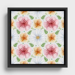 Beautiful spring flowers all over print Framed Canvas