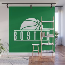 Boston basketball modern logo green Wall Mural