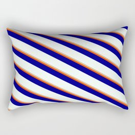 [ Thumbnail: Tan, Red, Blue & Mint Cream Colored Stripes/Lines Pattern Rectangular Pillow ]