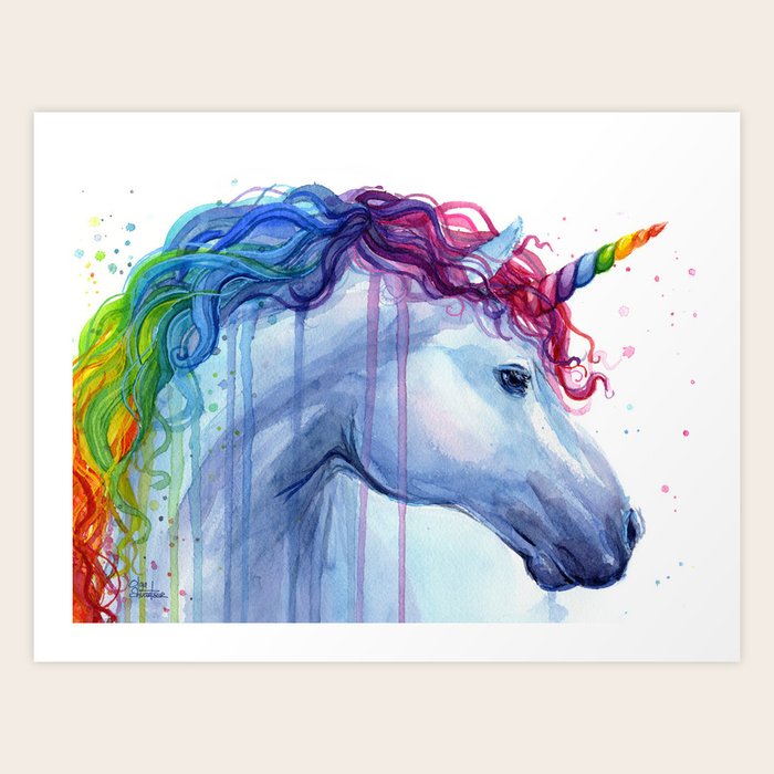 Magical Rainbow Unicorn Art Print by olechka | Society6