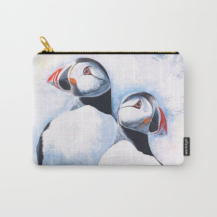 Puffins - I watch over you, little brother - by LiliFlore Carry-All Pouch