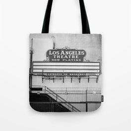 Los Angeles Theatre, Downtown Los Angeles Black and White Photography Tote Bag