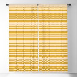 [ Thumbnail: Goldenrod and Bisque Colored Striped/Lined Pattern Blackout Curtain ]