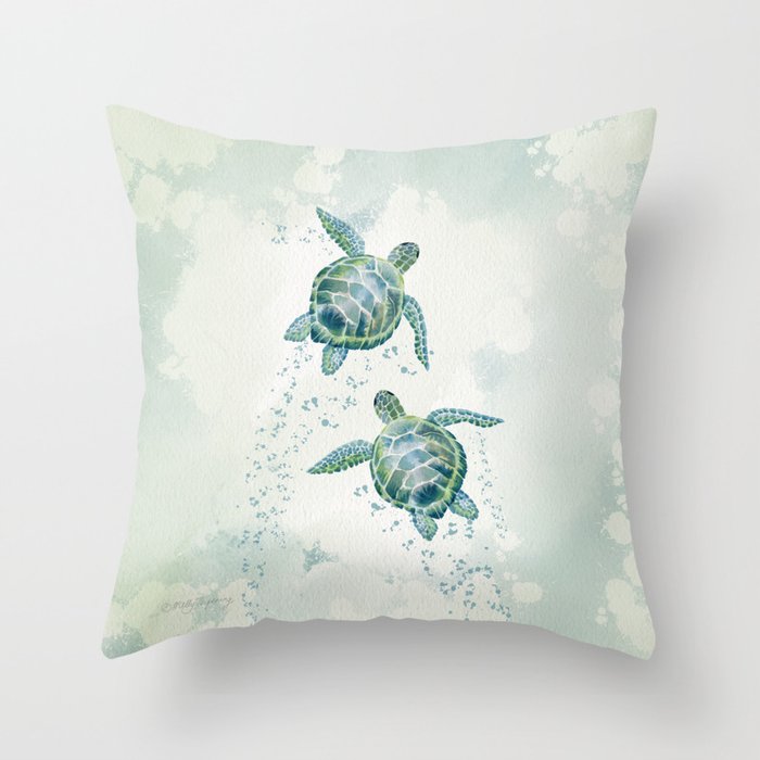 Two Sea Turtles  Throw Pillow