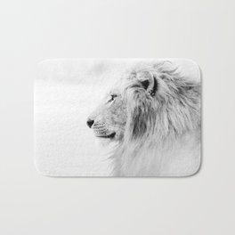 Lion Bath Mat | Black And White, Photo, Feline, Digital, King, Lion, Africa, Cat, Life, Savanna 
