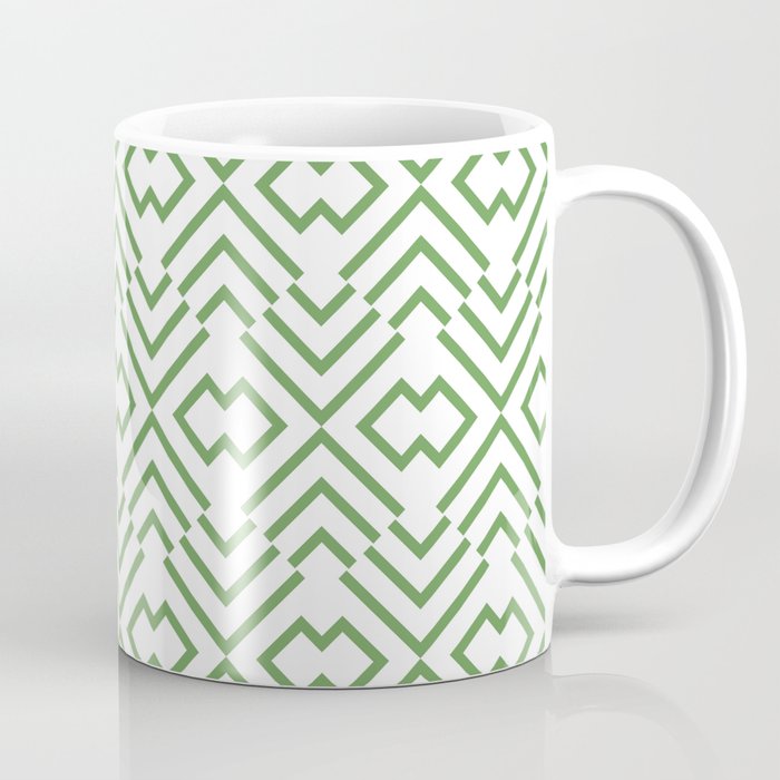 Green and White Abstract Shape Pattern Pairs Coloro 2022 Popular Color Seaweed Green 062-55-25 Coffee Mug