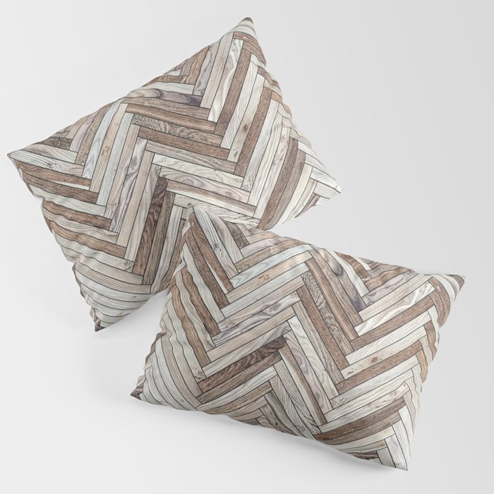 Seamless texture of wood parquet (herringbone). Floor natural pattern Pillow Sham