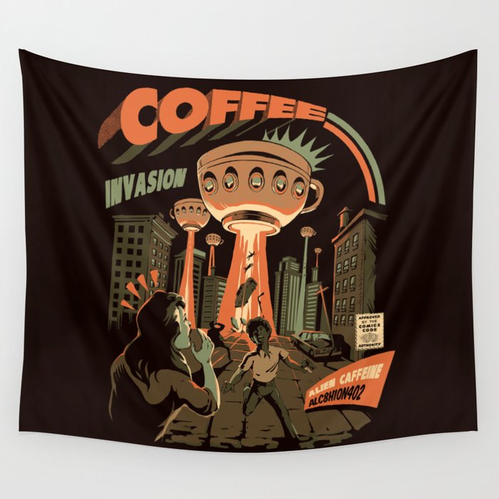 Coffee Invasion Wall Tapestry