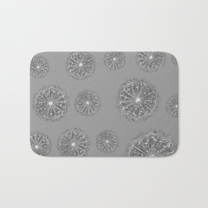 Gray Dandelion Shapes Minimalist Bath Mat