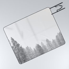 Winterland // Snowy Landscape Photography White Out Winter Pine Tree Artwork Picnic Blanket