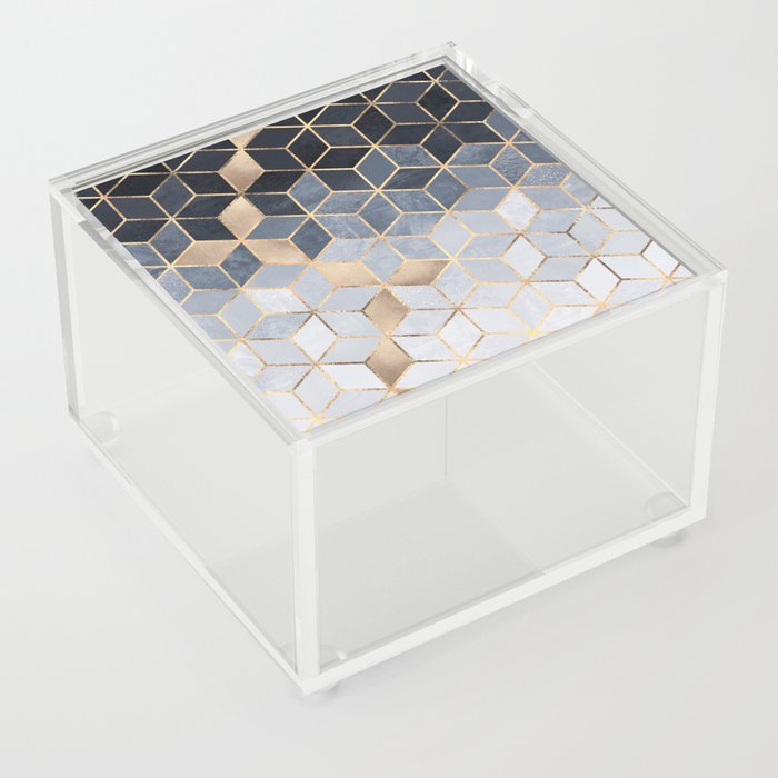 Soft Blue Gradient Cubes Acrylic Box