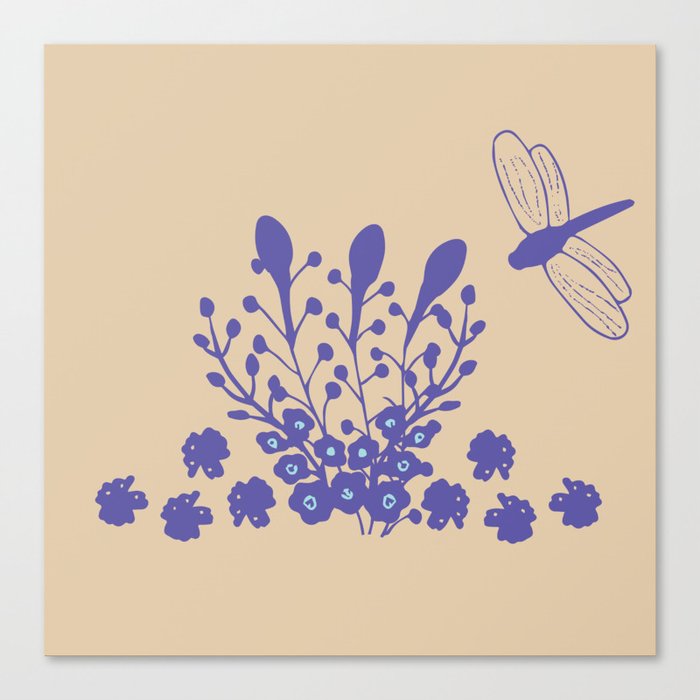Dragonfly and flowers Canvas Print
