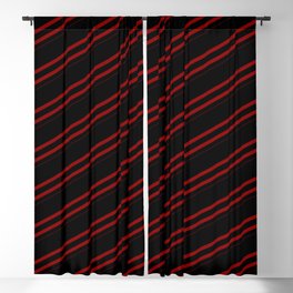 [ Thumbnail: Black & Dark Red Colored Striped Pattern Blackout Curtain ]
