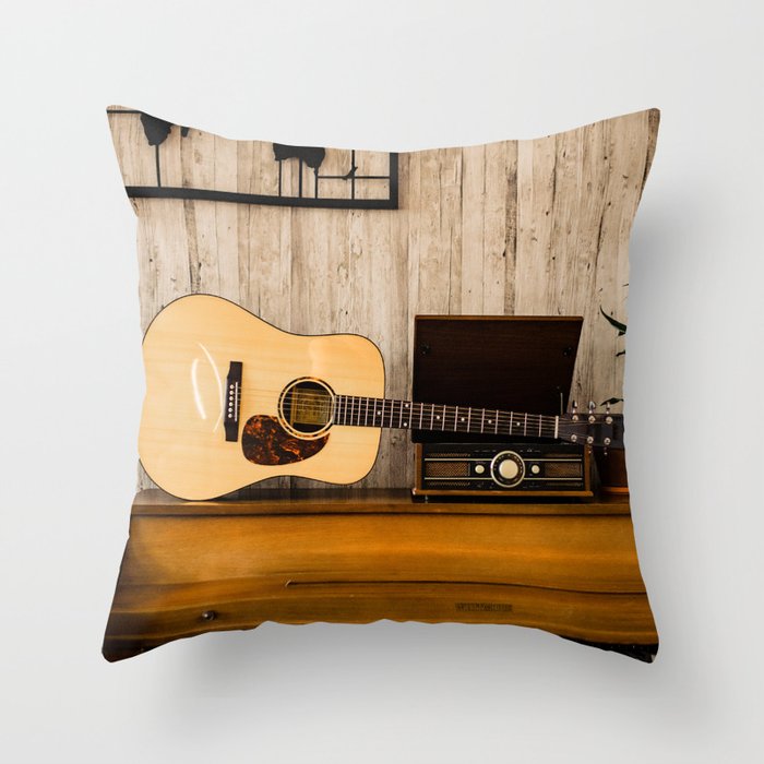Colored Framed Guitar | instrument Studio photography | Classic Guitar art Throw Pillow