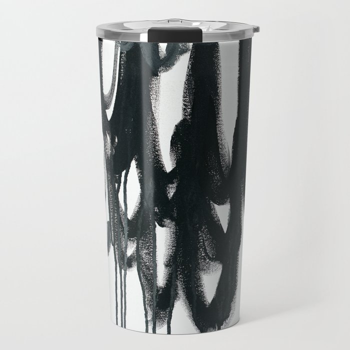 Magpie 2: abstract black and white brushstrokes Travel Mug