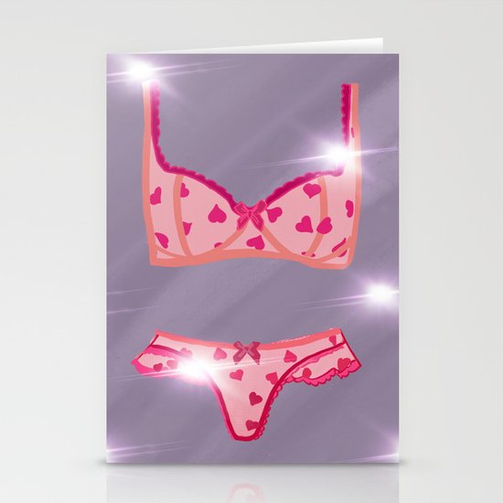 Pink Heart Lingerie Set Stationery Cards By Angel Rose Beauty Designs Society6