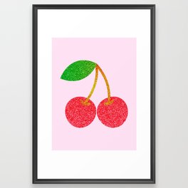 Pink Sparkly Cherry Framed Art Print