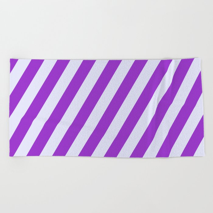 Lavender and Dark Orchid Colored Striped/Lined Pattern Beach Towel