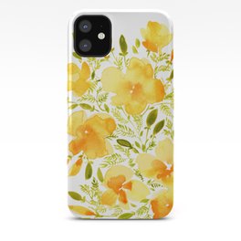 Watercolor California poppies (Quad set, #1) iPhone Case