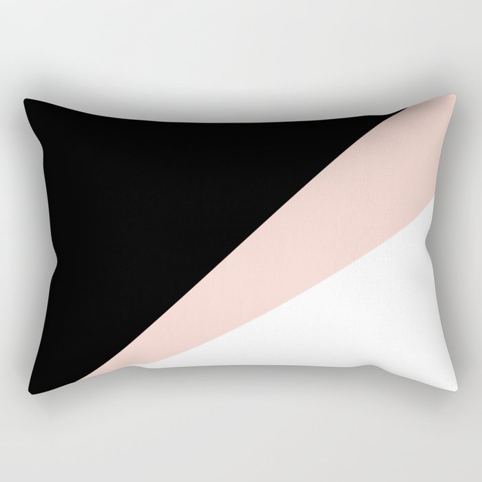 Elegant blush pink & black geometric triangles Rectangular Pillow