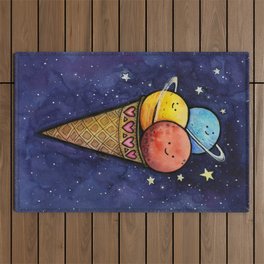 Space Ice Cream Cone Outdoor Rug