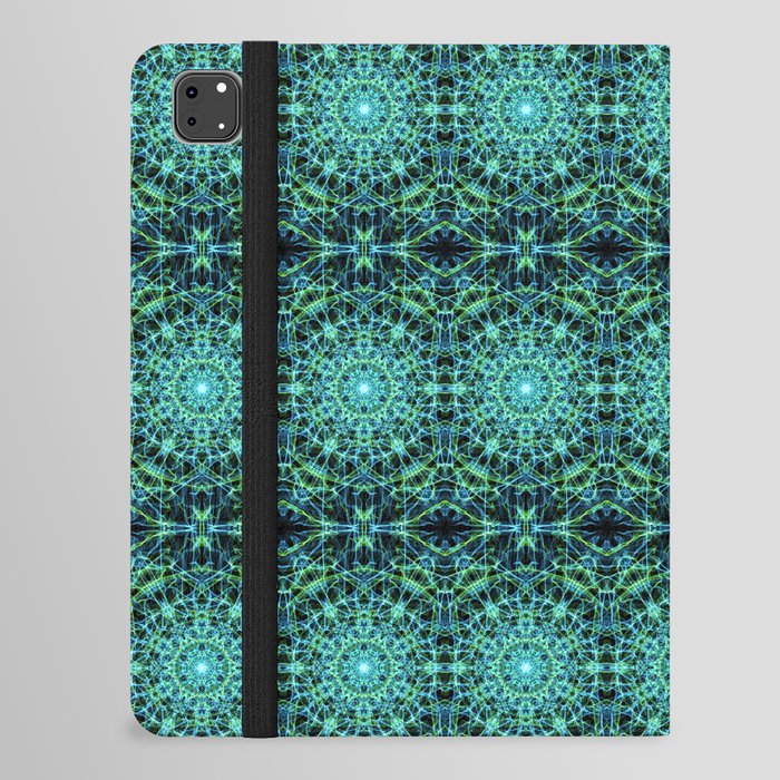 Liquid Light Series 52 ~ Blue & Green Abstract Fractal Pattern iPad Folio Case