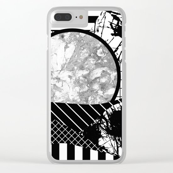 Eclectic Black And White - Black and White Abstract Patchwork Textured Design Clear iPhone Case