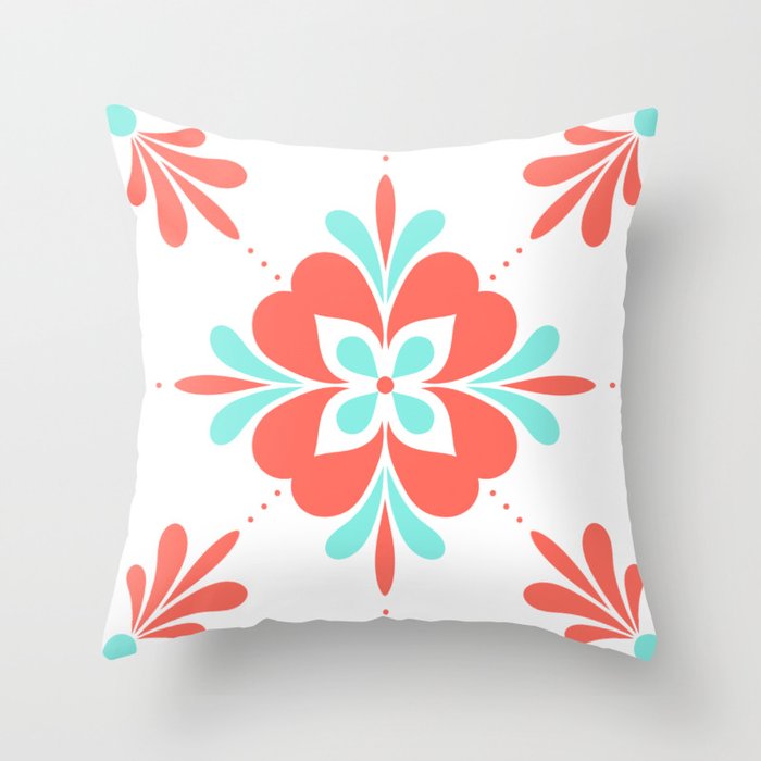 Coral and shop aqua throw pillows