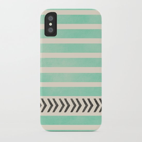 MINT STRIPES AND ARROWS iPhone Case
