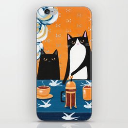 Orange and Blue French Press Cats iPhone Skin