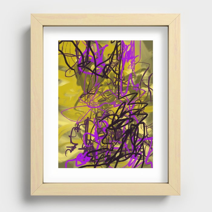 Yellow & Purple Energy Swarm Abstract Recessed Framed Print