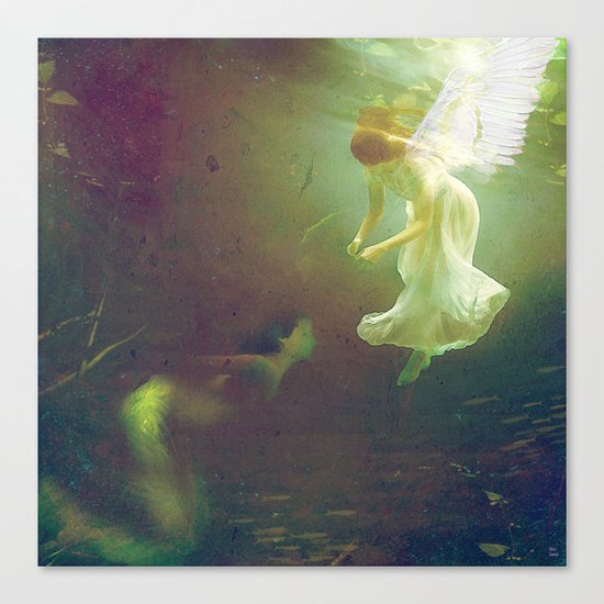 The angel and the mermaid Canvas Print