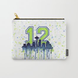 Seattle 12th Man Art Skyline Watercolor Carry-All Pouch
