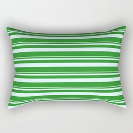 [ Thumbnail: Light Cyan and Forest Green Colored Lined Pattern Rectangular Pillow ]