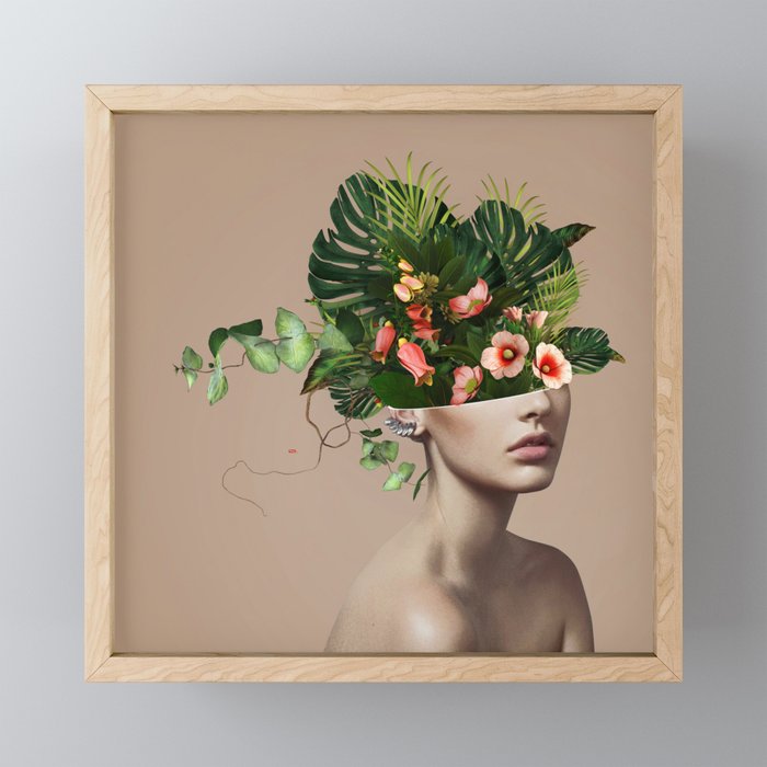 Lady Flowers llll Framed Mini Art Print