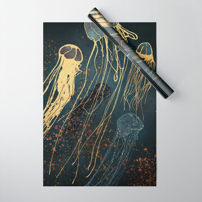 Metallic Jellyfish Wrapping Paper