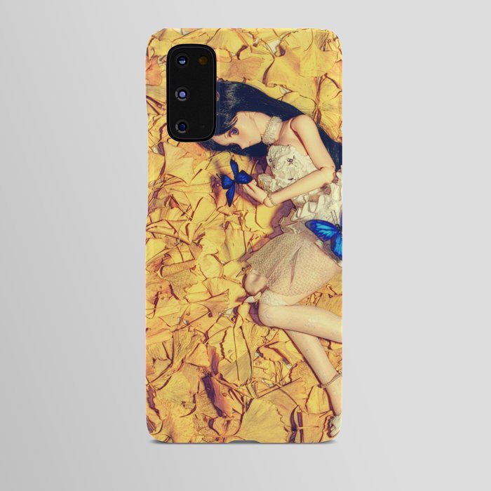 Hearts and blue butterflies; female doll posed with butterlies color photograph / photography Android Case