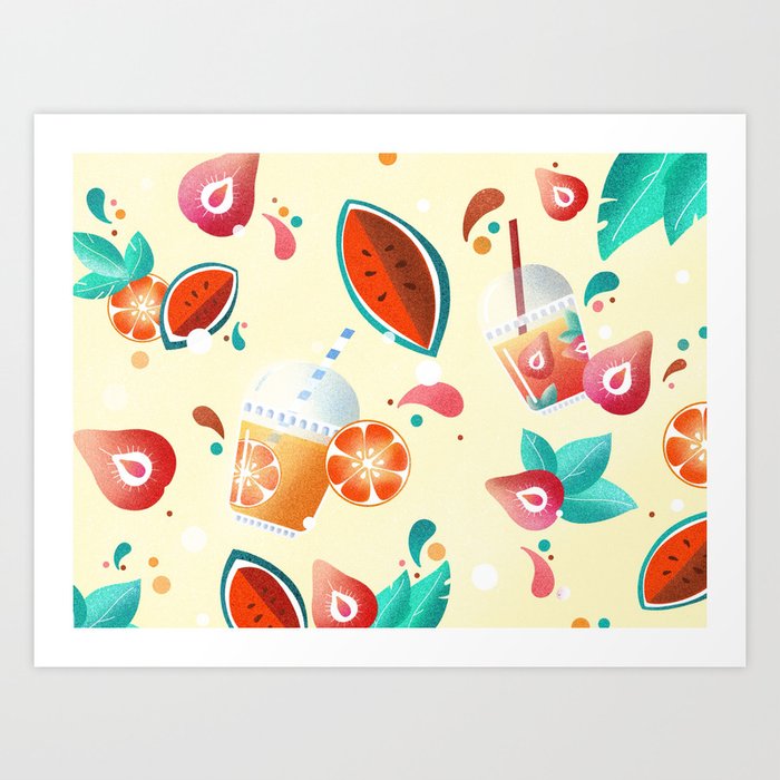 summer, watermelon, drink, strawberry, orange  Art Print