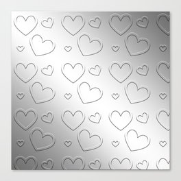 Silver Heart Pattern Love Collection Canvas Print