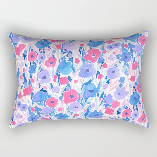 Flower Field Lilac Blue Rectangular Pillow