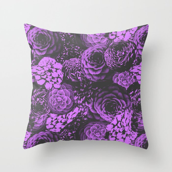 Moody Florals in Purple Throw Pillow