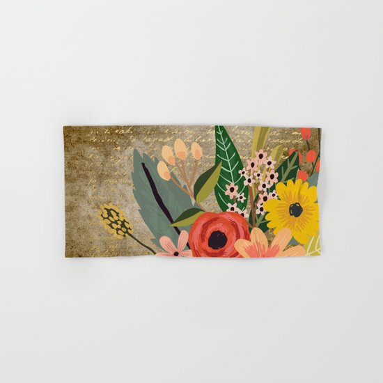 Flower bouquet letter gold #10 Hand & Bath Towel