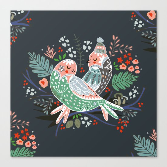 Holiday Birds Love Canvas Print