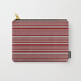 [ Thumbnail: Dark Red and Dark Gray Colored Lines/Stripes Pattern Carry-All Pouch ]