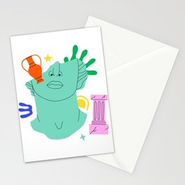 Colorful vintage greek statue monument cartoon  Stationery Card