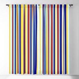 [ Thumbnail: Vibrant Red, Light Cyan, Yellow, Dark Blue, and Sky Blue Colored Lines Pattern Blackout Curtain ]
