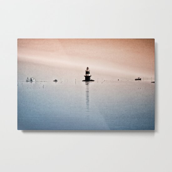 Fishing Near The Lighthouse Metal Print