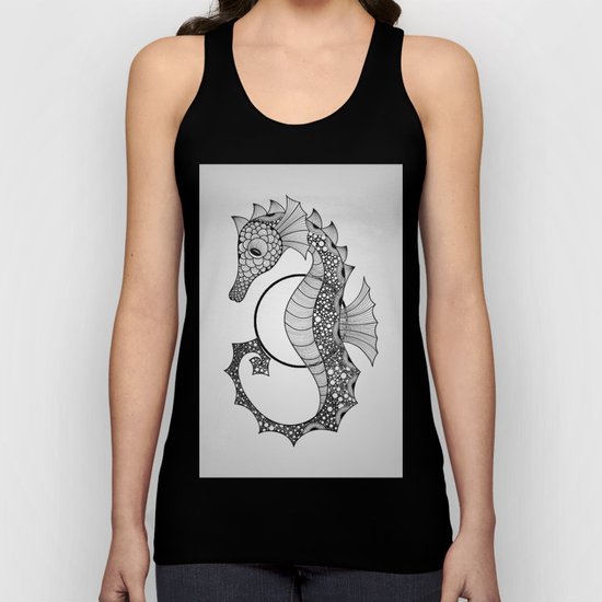 Drawn Seahorse Unisex Tank Top