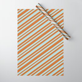 [ Thumbnail: Chocolate & Powder Blue Colored Stripes/Lines Pattern Wrapping Paper ]